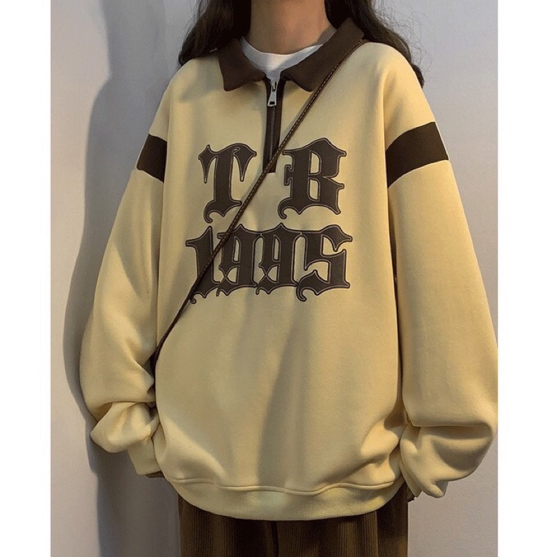 Áo nỉ polo form rộng tay bồng - TN