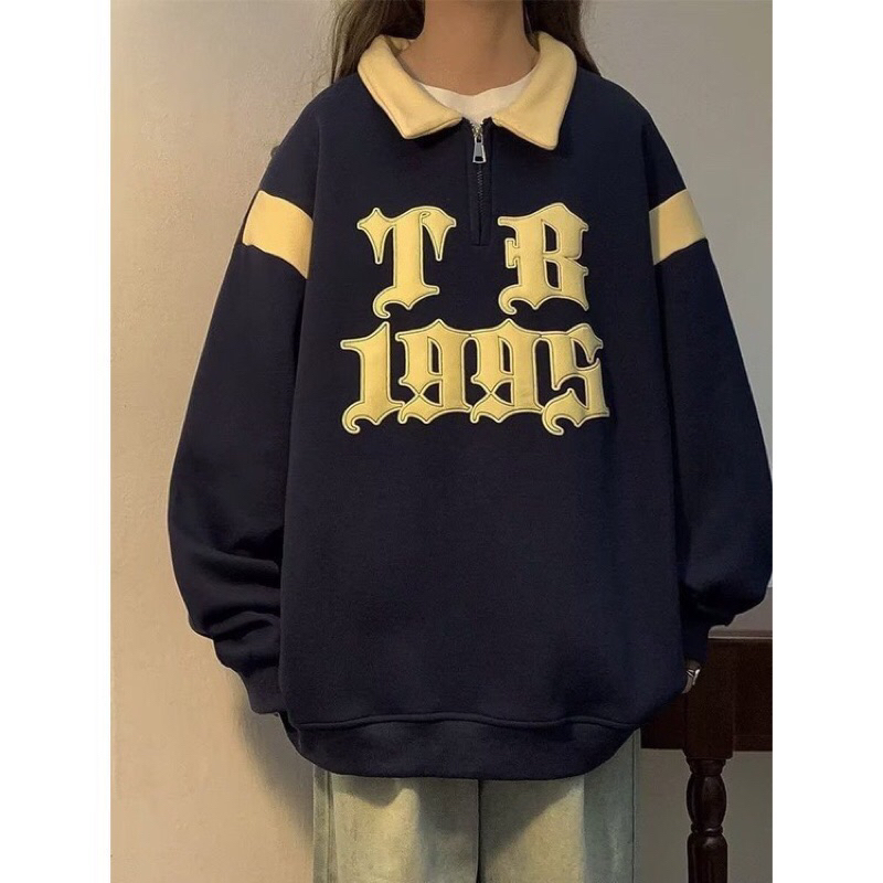 Áo nỉ polo form rộng tay bồng - TN