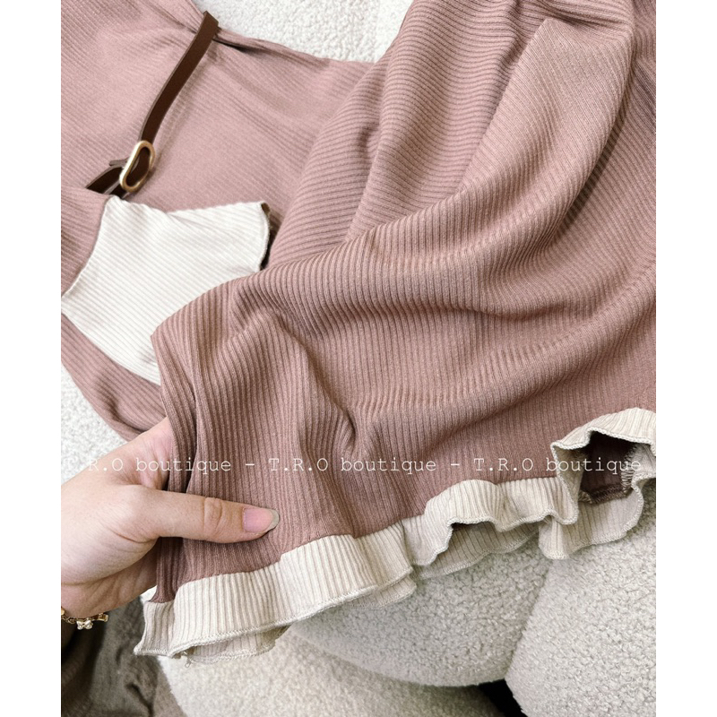 Váy len tăm body dáng dài kèm belt