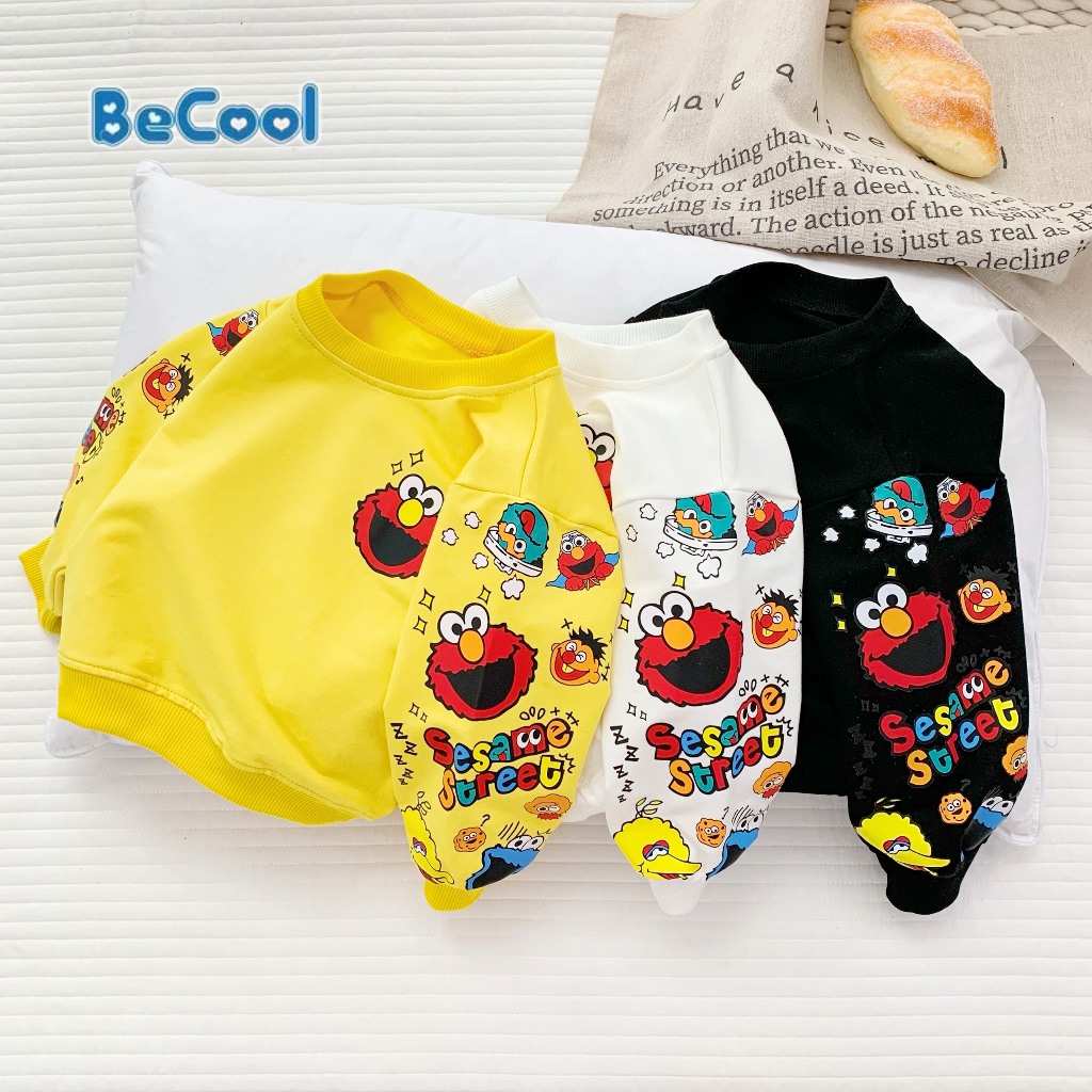 Áo phông dài tay hoạt hình chất nỉ da cá cao cấp cho bé trai, bé gái từ 7-28kg - BAOBAOKIDS
