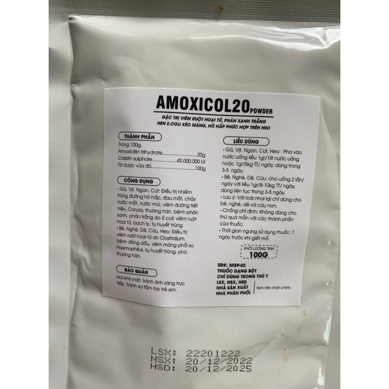 Amox Colis 20% hàng agriviet gói 1kg