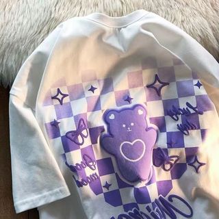 Áo thun tay lỡ unisex nam nữ phông form rộng teen cổ tròn oversize cotton giá rẻ basic đen trắng BEAR CARO