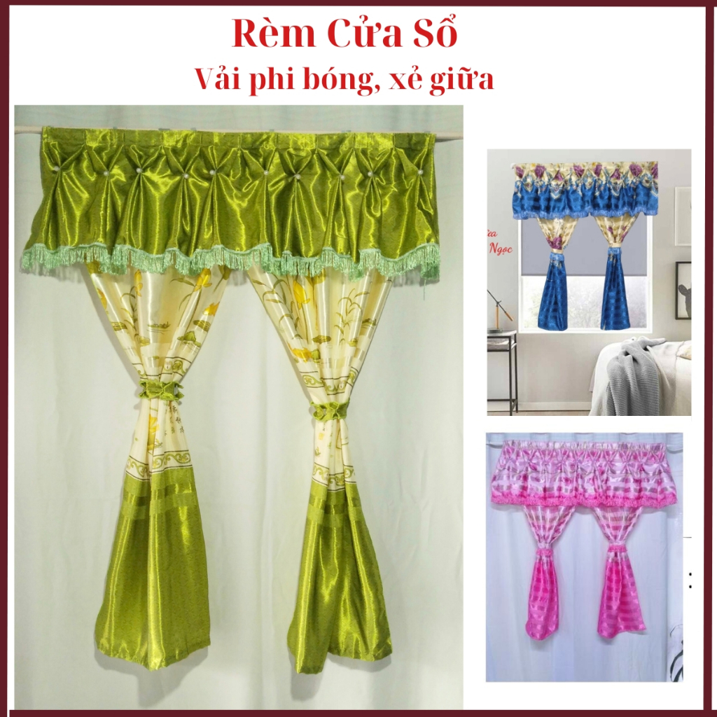 Rèm Cửa Sổ Thanh Ngọc Vải Phi Bóng Ngang