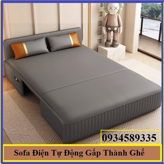 Ghế sofa điện cao cấp, giường sofa điện gập thông minh vải nano giường ngủ tự động kt 1,5m x 1,9m