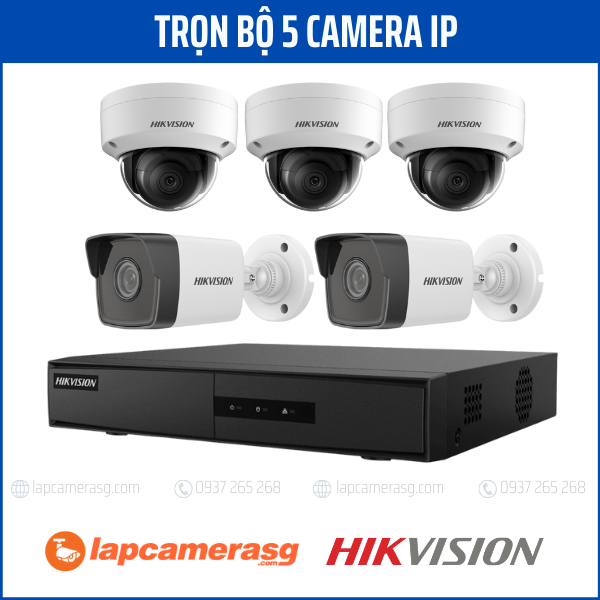 Trọn Bộ 5 Camera Ip Hikvision - Đã Bao Công Lắp Đăt
