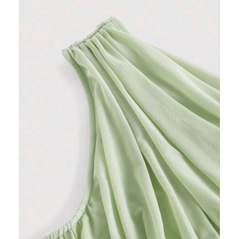 Áo croptop chéo vai vải thun voan