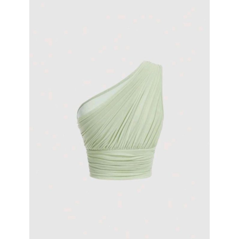 Áo croptop chéo vai vải thun voan