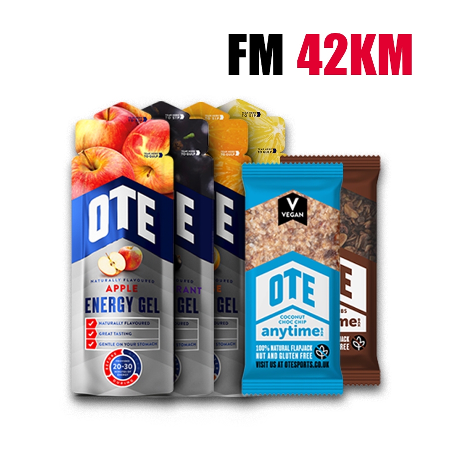 Combo OTE Full Marathon FM 42KM gồm gel liquid, bánh năng lượng, hỗ trợ nạp năng lượng và hồi phục nhanh