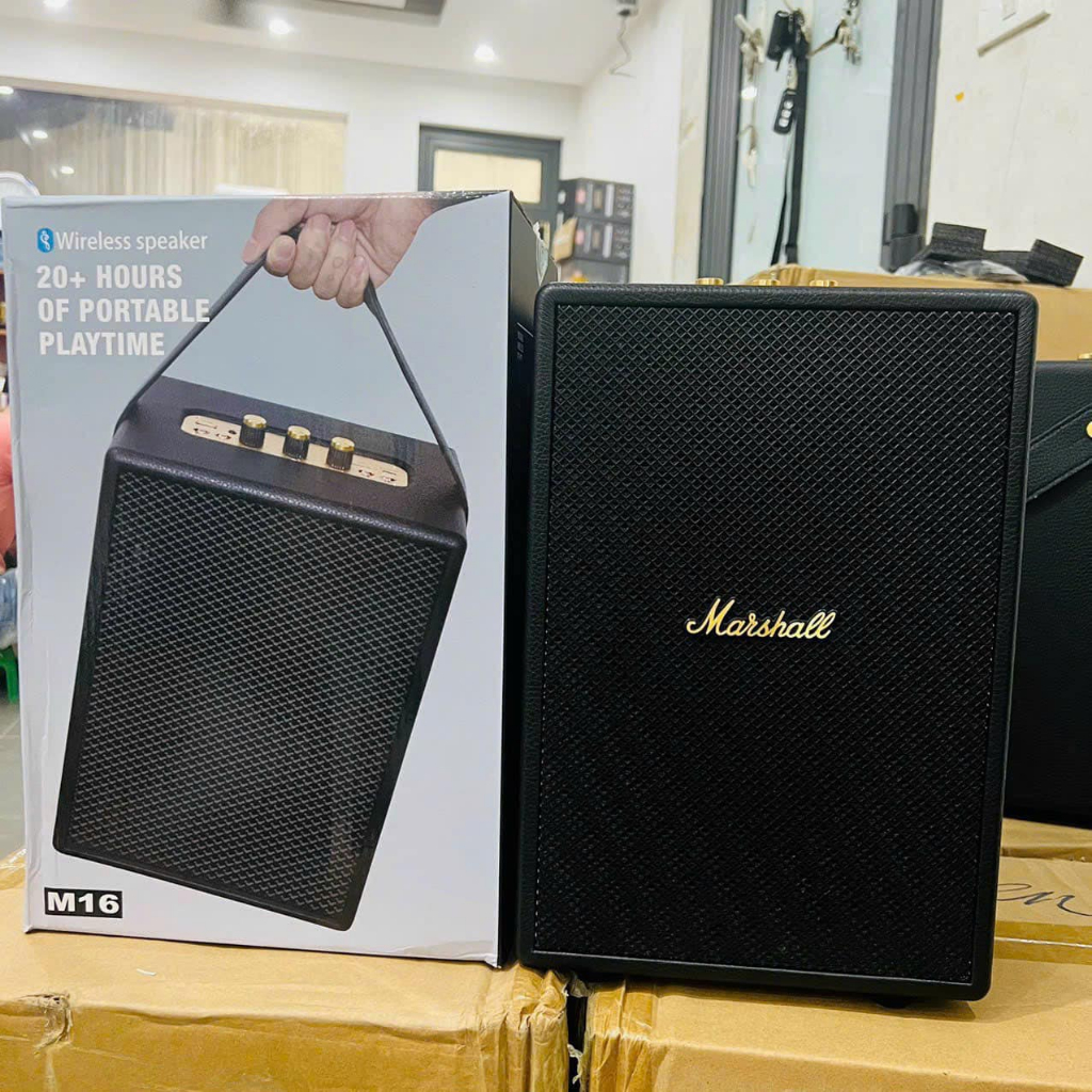 Loa Bluetooth Marshall M16 Thế Hệ Mới 2023 Bass Mạnh, Âm Thanh Hay, Full Box New 100% ,Bluetooth 5.2. Bảo Hành 12 Tháng