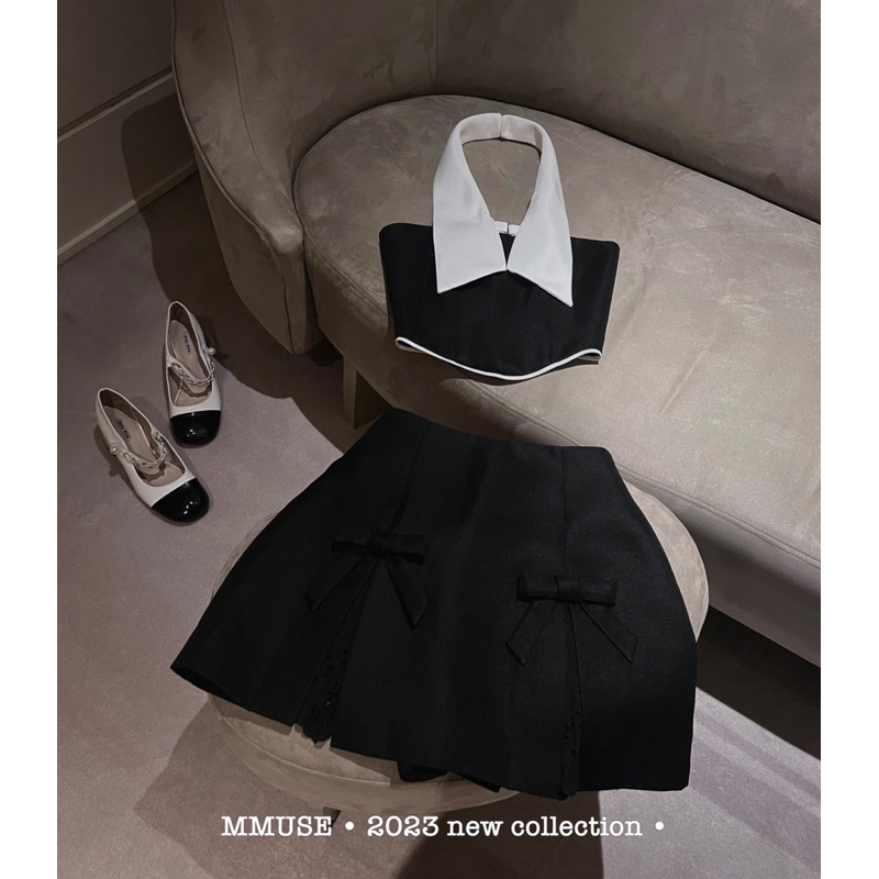 Set áo yếm pha chân váy nơ