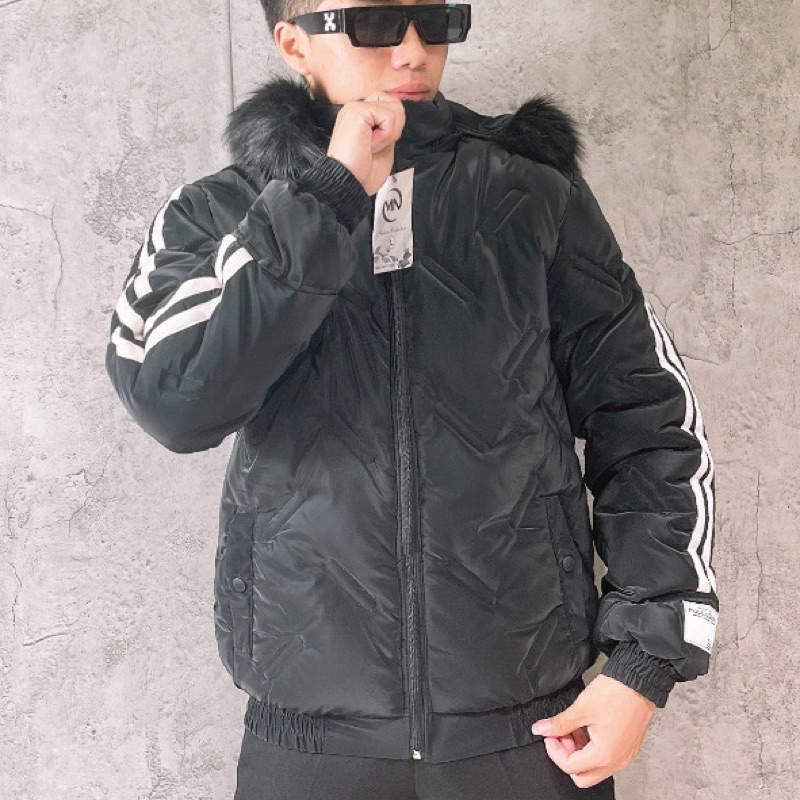 Áo Khoác Phao Nam Mũ Lông Trần Bông Siêu Ấm, Áo Phao Nam Trần Bông