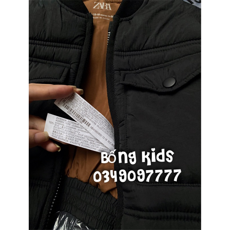 Áo Bomber Bé Trai & Bé Gái Túi Nắp Đen ZR