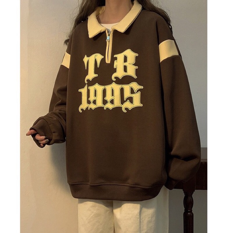 Áo nỉ polo form rộng tay bồng - TN