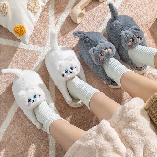 Dép con mèo đi trong nhà lót lông mềm  mại