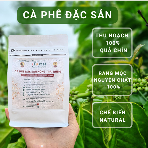 Cà phê rang xay nguyên chất Fine Robusta Natural 250g, Cafe Đặc sản Nông trại rừng iForest vị ngọt hậu kéo dài
