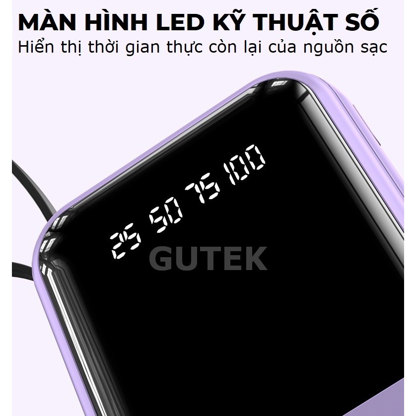 Sạc dự phòng 20000mAh không dây mini có màn hình Led, cục pin sạc dự phòng