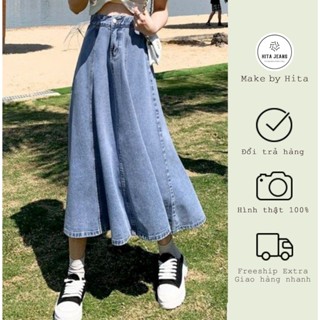 [CVTD8048] CHÂN VÁY JEAN NỮ LƯNG CAO TRƠN MÀU XANH NHẠT XANH ĐẬM XÁM NHẠT XÁM ĐẬM MẪU HOT XỊN SÒ NỮ TÍNH