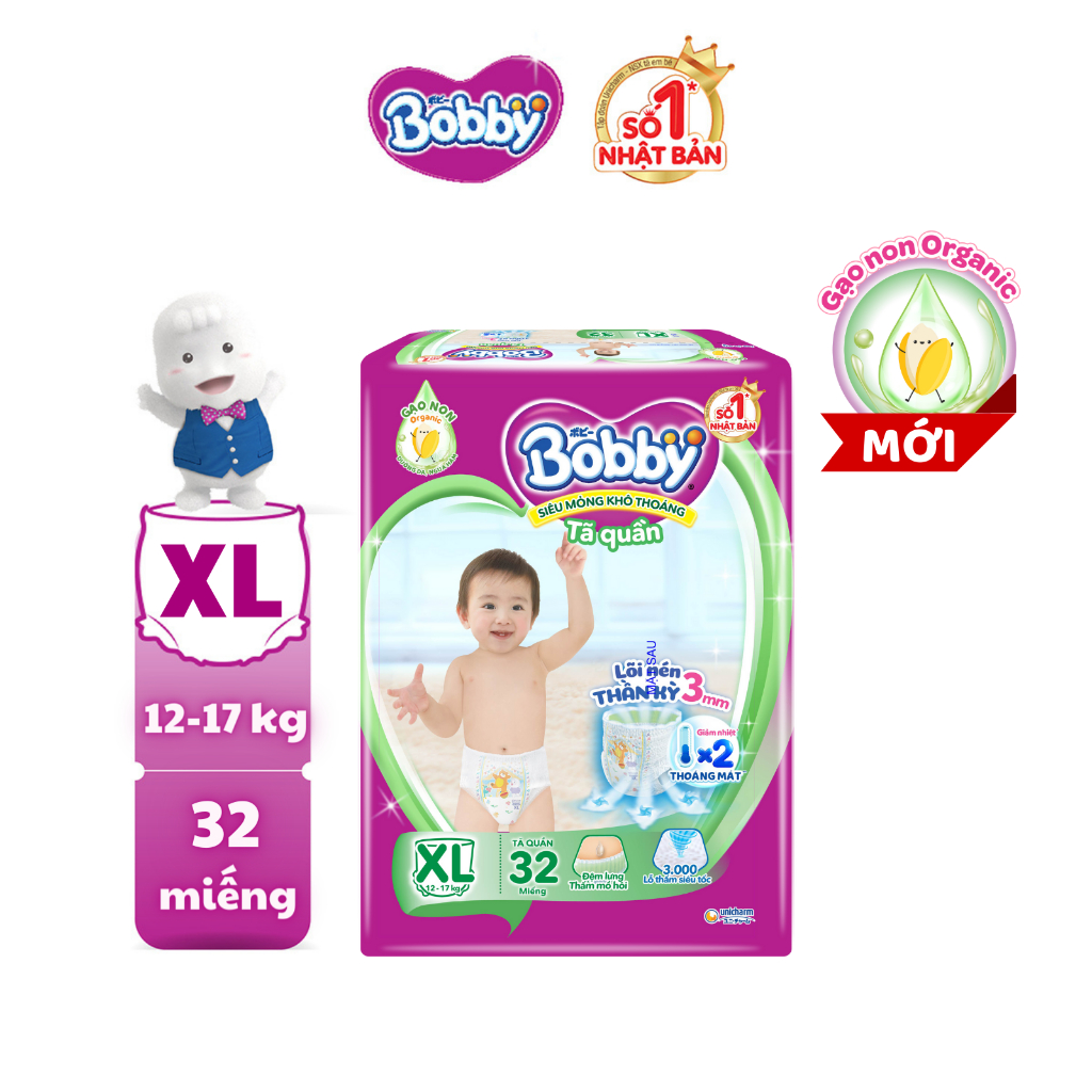 Tã quần Bobby S46/M42/L36/XL32