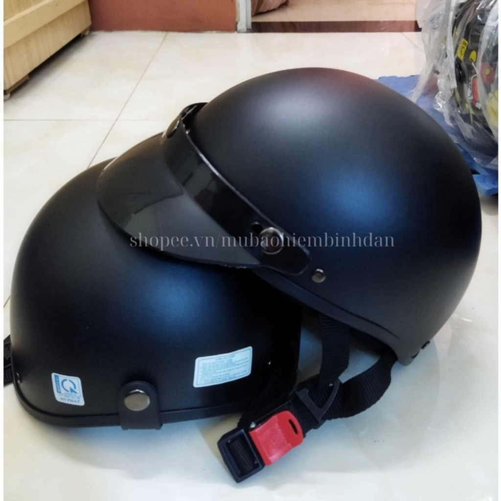 Mũ Bảo Hiểm 1/2 Đầu Màu Đen Nhám Kèm Kính Thời Trang Tùy Chọn Theo Phân Loại