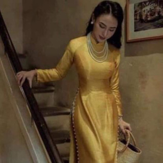 Áo dài vân gỗ sang chảnh