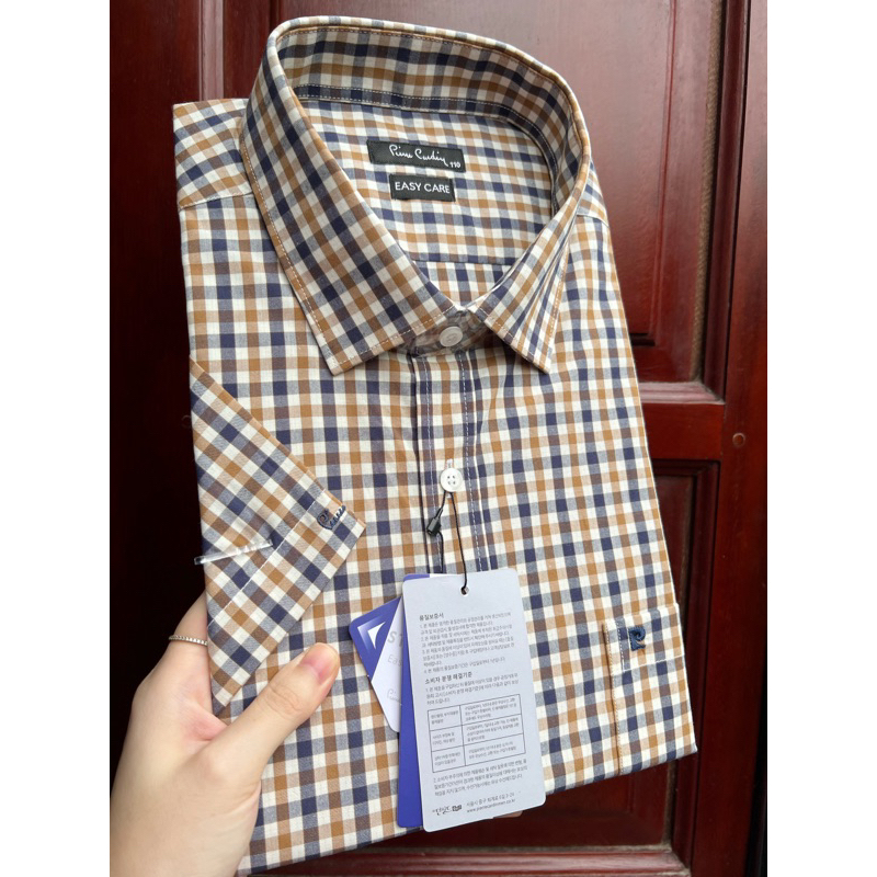 Sơ mi cộc tay nam Pier.re Car.din. 12 mầu tuyển chọn dáng suông vạt ngang