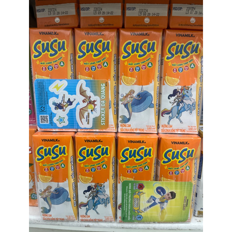 Dây Sữa Susu dâu hoặc cam IQ Vinamilk 180ml