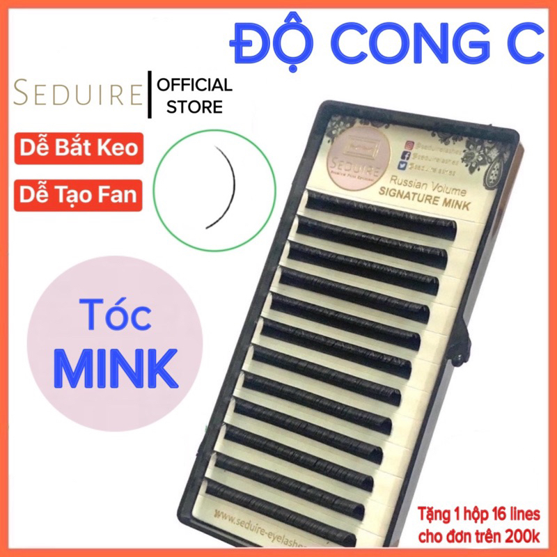 Mi khay (mi nối) SEDUIRE độ cong C (12 hàng), tóc MINK (dụng cụ nối mi)