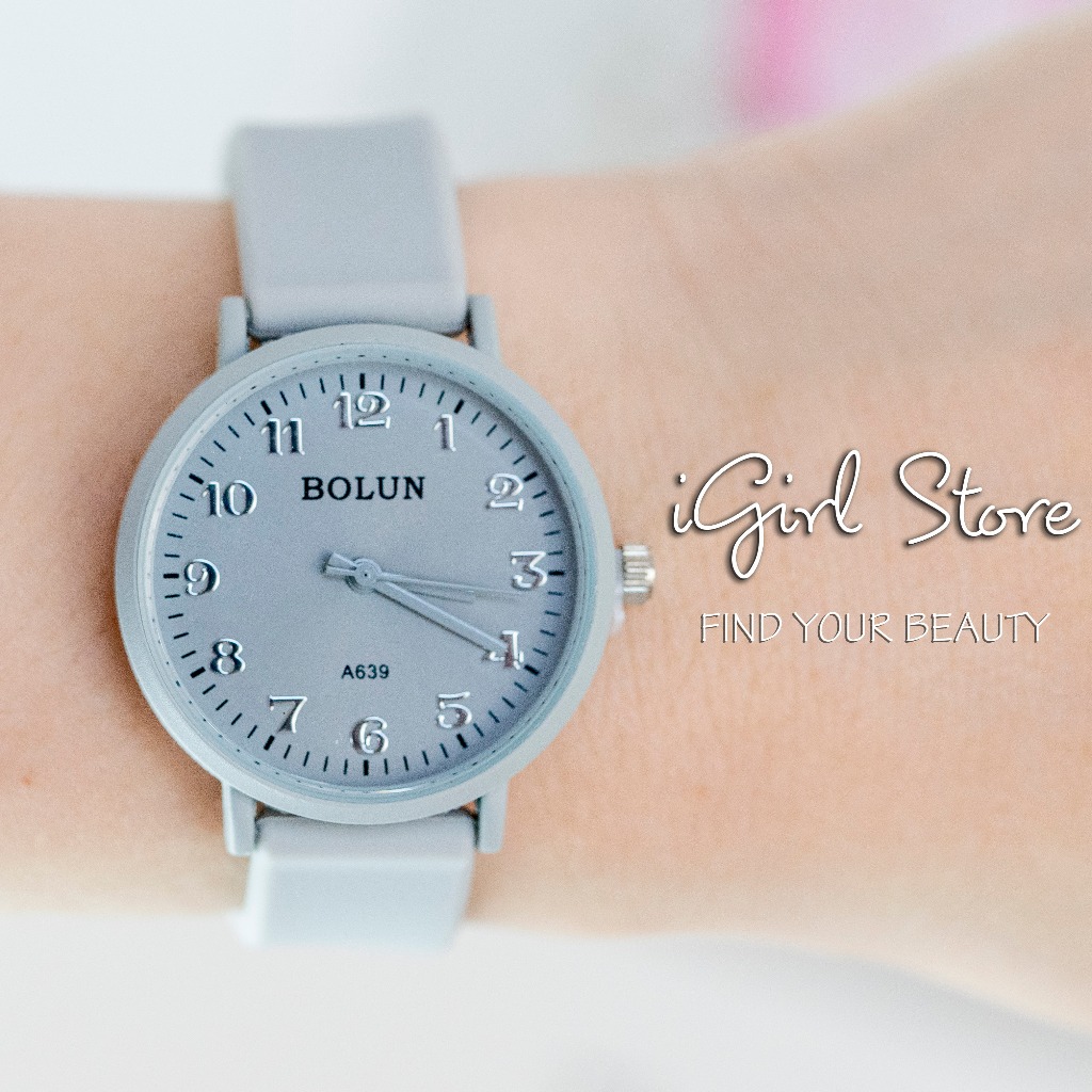 Đồng hồ nữ thời trang Bolun kiểu dáng mặt bóng, đồng hồ đeo tay dây cao su silicon, phong cách Ulzzang iGirl Store
