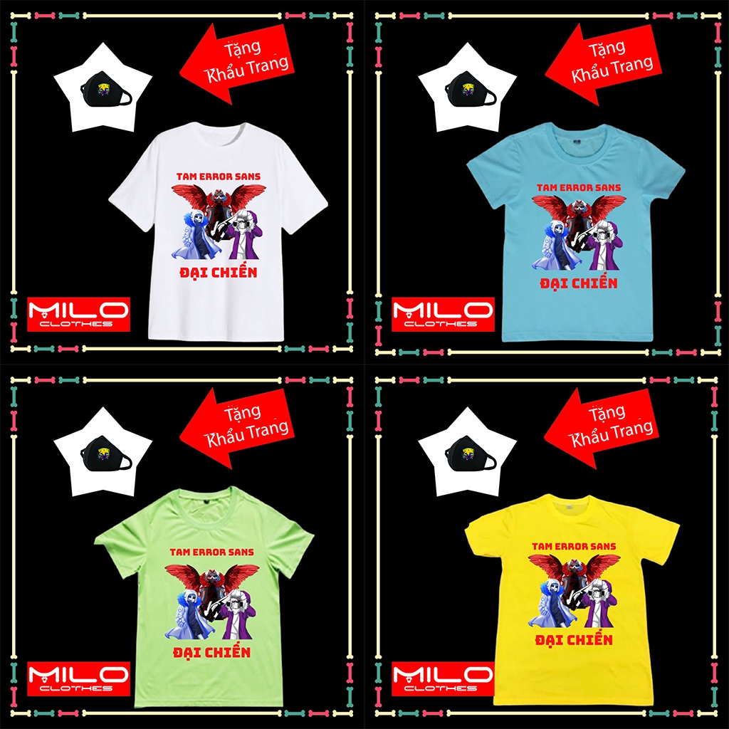 Combo áo thun + khẩu trang, Sans Error 606 Error 505 Error 404 đại chiến mới nhất, áo phông rộng tho