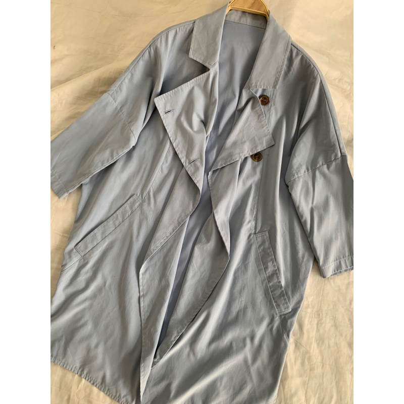 Áo khoác kiểu M424 dáng dài vạt bầu xẻ gấu 2 bên chất vải mịn 1 lớp có túu 2 bên 2hand Hàn si ảnh thật