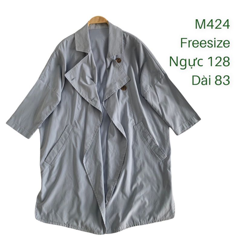 Áo khoác kiểu M424 dáng dài vạt bầu xẻ gấu 2 bên chất vải mịn 1 lớp có túu 2 bên 2hand Hàn si ảnh thật