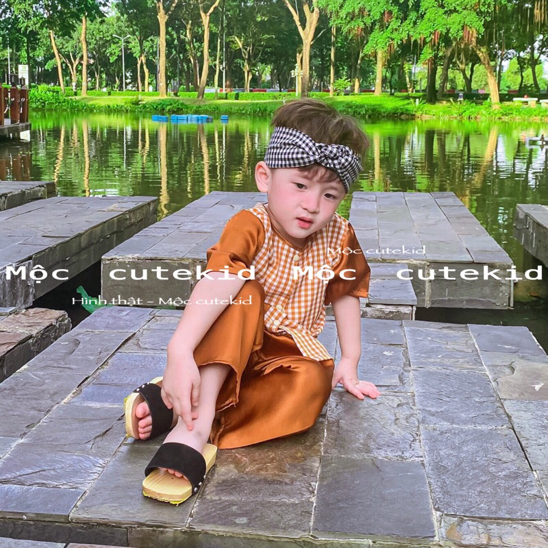 Bộ bà ba phối caro cho bé  - bộ quần áo đi chơi bé trai, set đồ đi chơi lễ bé trai