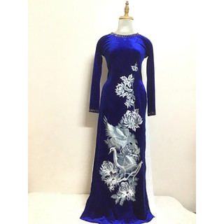 Áo dài nhung thêu cao cấp