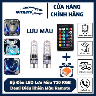 Bộ đèn led lưu màu t10 rgb demi điều khiển màu remote