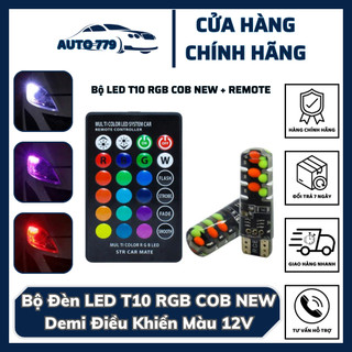 Bộ đèn led t10 rgb cob new demi điều khiển màu 12v