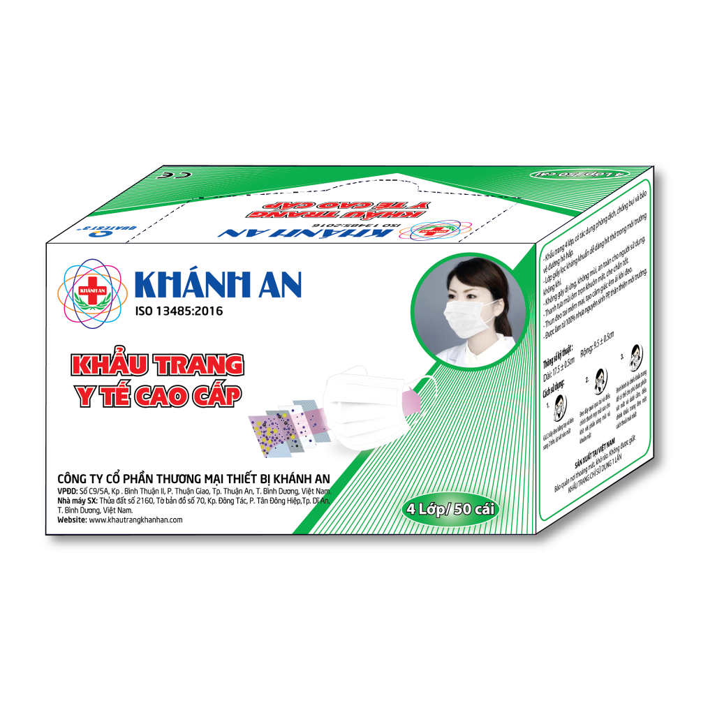 KHẨU TRANG Y TẾ KHÁNH AN 4 LỚP HỘP 50 CÁI HÀNG CÔNG TY