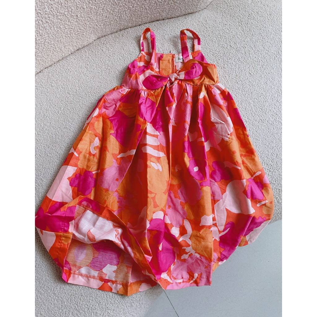 Hàng thiết kế - Maxi hồng thắt nơ trước ngực cho bé gái