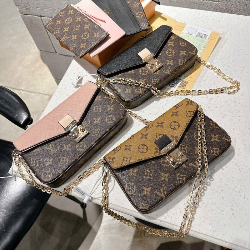 Túi L V 1 túi + 2 ví + 1 dây xích