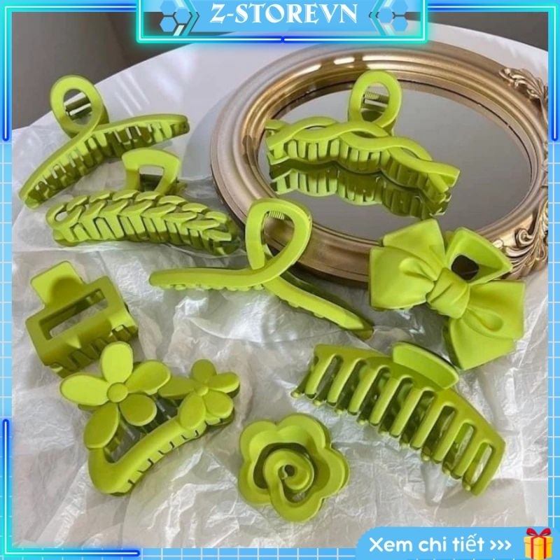 Set 9 kẹp tóc càng cua phong cách hàn quốc màu xanh lá