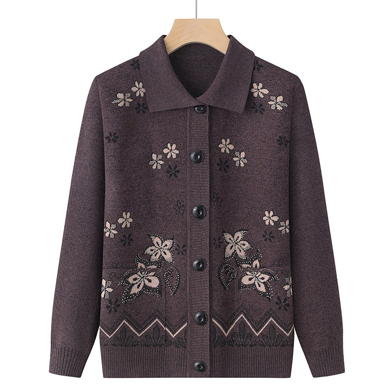 Áo len nữ trung niên áo khoác len cardigan cho người trung tuổi
