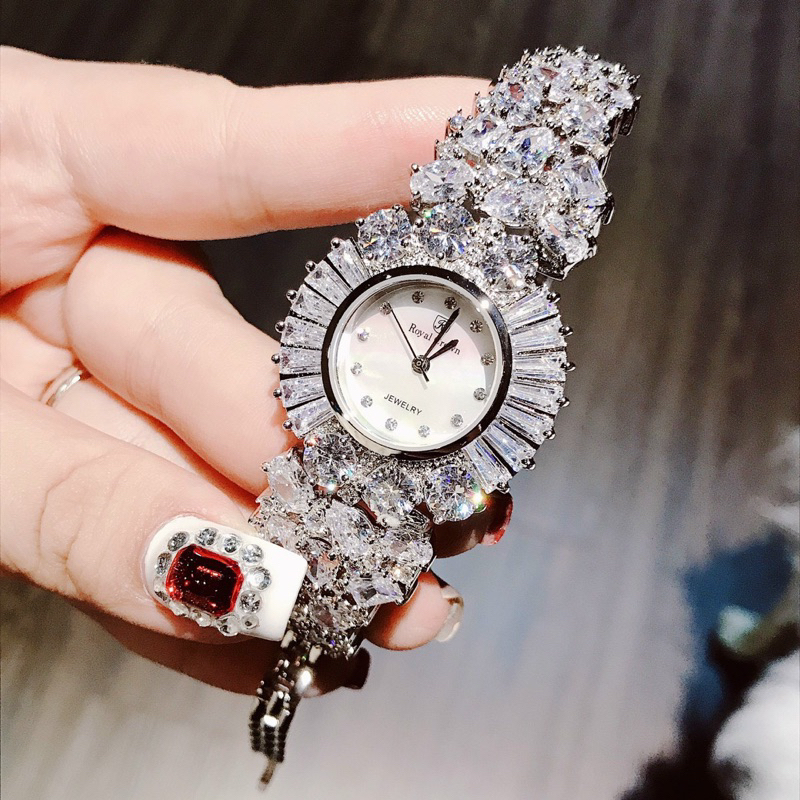 𝐂𝐇𝐈́𝐍𝐇 𝐇𝐀̃𝐍𝐆_Đồng Hồ Nữ ROYAL CROWN ĐÁ PHA LÊ CAO CẤP FULLBOX