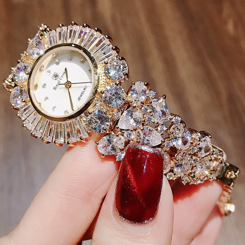 𝐂𝐇𝐈́𝐍𝐇 𝐇𝐀̃𝐍𝐆_Đồng Hồ Nữ ROYAL CROWN ĐÁ PHA LÊ CAO CẤP FULLBOX