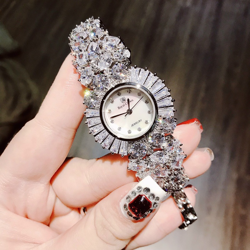 𝐂𝐇𝐈́𝐍𝐇 𝐇𝐀̃𝐍𝐆_Đồng Hồ Nữ ROYAL CROWN ĐÁ PHA LÊ CAO CẤP FULLBOX