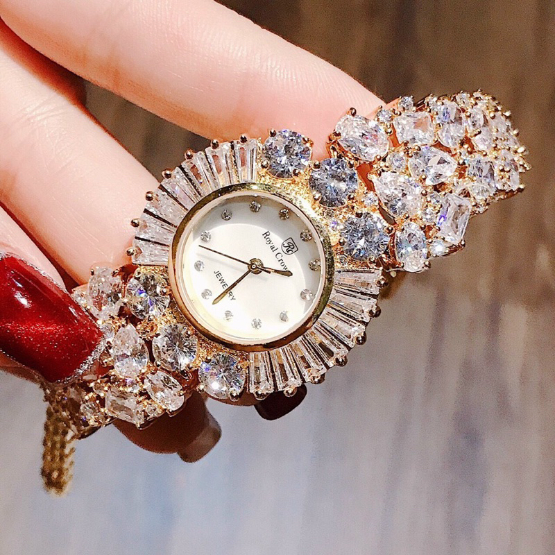 𝐂𝐇𝐈́𝐍𝐇 𝐇𝐀̃𝐍𝐆_Đồng Hồ Nữ ROYAL CROWN ĐÁ PHA LÊ CAO CẤP FULLBOX