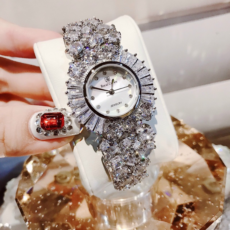 𝐂𝐇𝐈́𝐍𝐇 𝐇𝐀̃𝐍𝐆_Đồng Hồ Nữ ROYAL CROWN ĐÁ PHA LÊ CAO CẤP FULLBOX