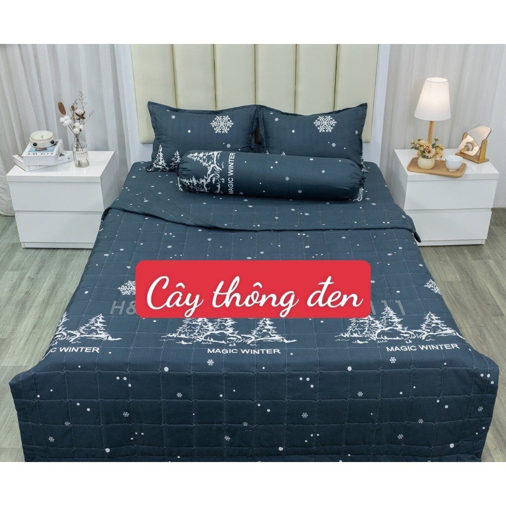 Ga giường kích thước 1m2x1m9 và 1m6x2m ga bo chun sẵn- mẫu cây thông đen-chuyengagoigiaxuong