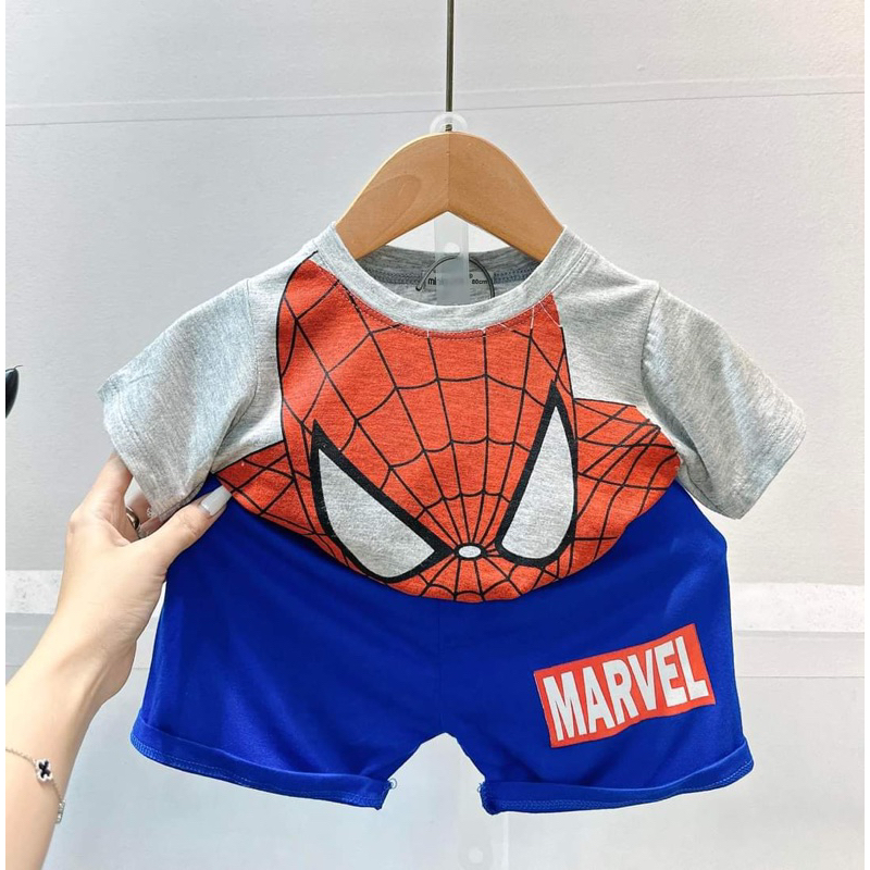 Tay ngắn quần đùi thun lạnh bát man superman bé trai 8-24 kí