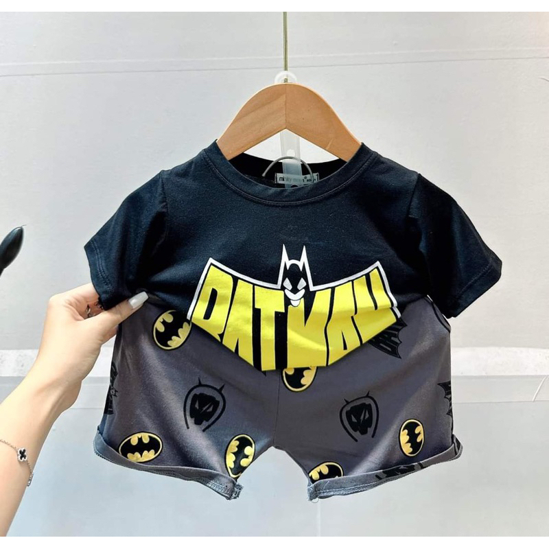 Tay ngắn quần đùi thun lạnh bát man superman bé trai 8-24 kí