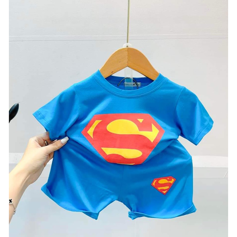 Tay ngắn quần đùi thun lạnh bát man superman bé trai 8-24 kí