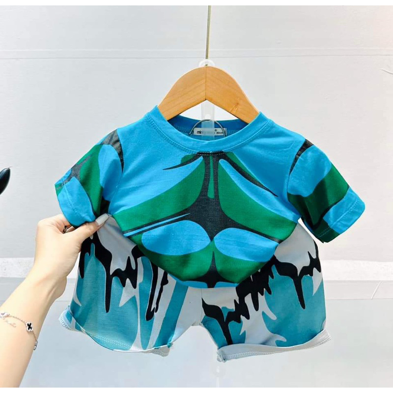 Tay ngắn quần đùi thun lạnh bát man superman bé trai 8-24 kí